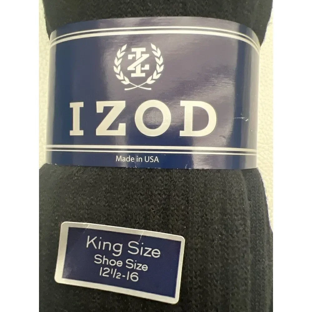 Izod King Size Men Black Socks 3 Pairs Size 12 1/2-16